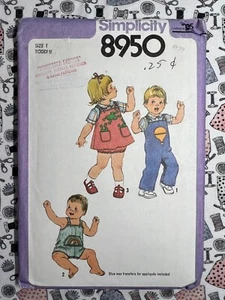 Mono de jersey bragas y camisa con patrón de simplicidad 8950 para niños pequeños talla 1 FF - Imagen 1 de 2