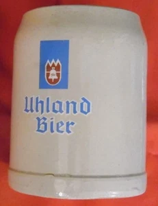 Bierkrug 0,5 L Uhland Bier , blau braun grau , alt , - Picture 1 of 5