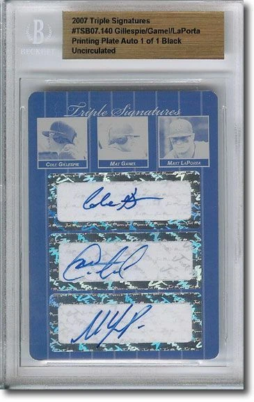 Cole GillesPie * Mat Gamel * Matt LaPorta * Autograph Rookie Auto Plate 1/1 - Image 1 of 1