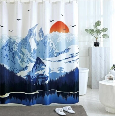 Ahaitocy Blue Cloth Nature Mountain Funny Shower Curtains 72” x 72” New - Image 1 of 4