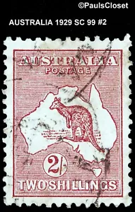 AUSTRALIA 1929 SC 99 KANGAROO & MAP 2/- RED BROWN WM 203 FINE/VERY FINE #2 - Picture 1 of 2