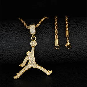 Herren Edelstahl Halskette Fliegen Basketball Anhänger Kette Schmuck Geschenke Neu - Bild 1 von 10