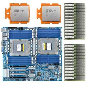 Gigabyte MZ73-LM0(rev. 2.0) With 2xAMD EPYC 9654 QS CPU+24x64GB RAM+2x 4U Cooler - Picture 1 of 6