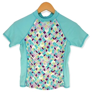 Lands' End Kids Medium (10S-12S) Aqua Blue Rash Guard - Picture 1 of 6