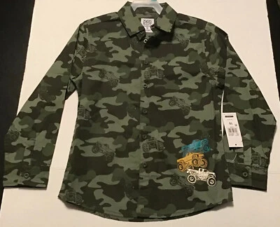 Camisa de vestir camuflada Monster Truck con botones manga larga camuflaje para niños 4 5 7 8 10 Foto 1 de 4