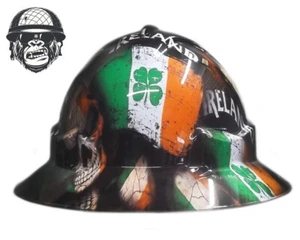 Custom Hydrographic Safety Hard Hat IRELAND SKULLS PRO CHOICE WIDE BRIM - Picture 1 of 7