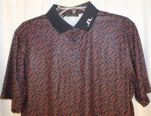 NEW J.Lindeberg Tour Tech Print Relaxed Fit Polo Ketchup Bridge Monogram SMALL - Picture 1 of 4