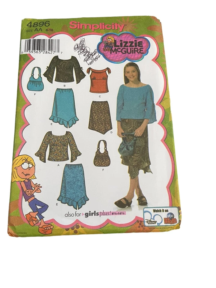 Girl/Girl Plus Boho Chic Skirt Butterfly Sleeve Top Bag Pattern Simplicity 4896 - Image 1 of 4