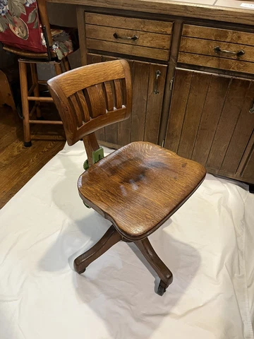 Antique 1930's Vintage Adjustable Swivel Small Desk Chair,Johnson Chair Co Cover