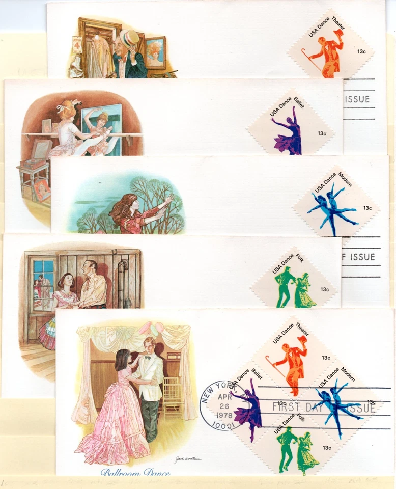 US Scott #1749-1752 and 1752a Fleetwood FDCs, Unaddressed - Image 1 of 1