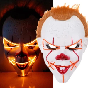 LED Leucht Halloween Maske Grusel Clown Gesichtsmaske Cosplay Kostüm Party Requisite - Bild 1 von 21