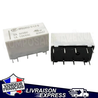 PIRABADI 1 À 5 RELAIS BISTABLE 2R 2A BOBINE 12V RELAY HFD/012-S-L2-D RELAIS DE SIGNAL