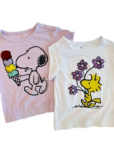 Baby Gap Girls Snoopy Peanuts Woodstock SS Top T-Shirt Lot of 2 SZ 5Y - Picture 1 of 9