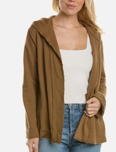 NUEVO Cárdigan con capucha de felpa francesa marrón James Perse para mujer talla 3/grande - Imagen 1 de 14