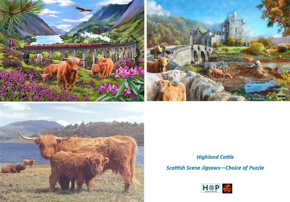 Highland Cattle Scotland Scottish Scene Jigsaw Puzzle Choice of Scene by HOP NEW - Image 1 of 1
