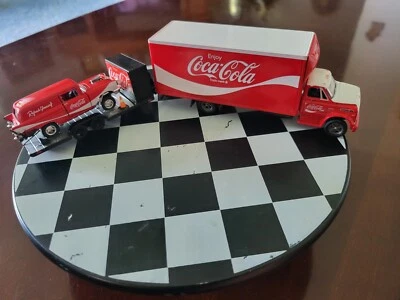 M2 Machines Coca-Cola 70 Chevy C60 Box Truck & 57 Chevy Sedan Drag Car&Trailer  - Image 1 of 4