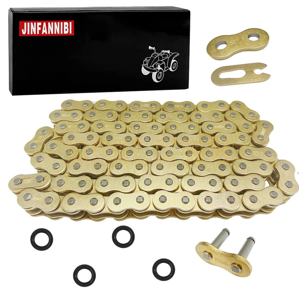 Gold 520 X-Ring Drive Chain 98 Links With Connecting Master Link for Motorcycle Foto 1 de 4