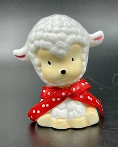 Vintage Bone China Lamm Schaf Figur rote Schleife - Bild 1 von 7