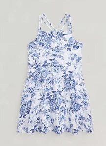 Polo Ralph Lauren Floral Linen Cotton dress Size 5 Blue/White NWT Free Shipping - Picture 1 of 7