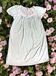 Vintage Quiet Moments Nightgown Floral Blue Cottage Core Prairie Nightdress L - Picture 1 of 12
