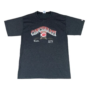 VTG Trench Cincinnati Reds Striped T-Shirt Black/Grey Adult XL Made in USA 1993 - Picture 1 of 5
