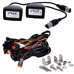 KC HiLiTES 328 2 White LED 2" Off Road Lights Pair Kit System Black Flood Beam - Picture 1 of 10