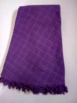 TISCHDECKE 100%Baumwolle LILA kariert ca.182cm. oval Öko! - Bild 1 von 2