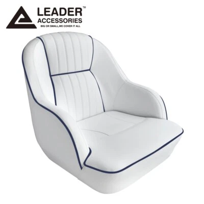 Asiento de bote con canastilla Leader Accessories Deluxe blanco/azul marino tubería Foto 1 de 4