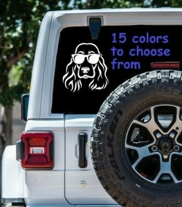 8 Sizes Cool Cocker Spaniel Sunglasses Car Window Decal Sticker Macbook Laptop - Picture 1 of 2