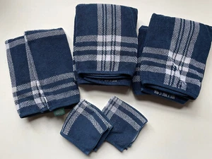 RARE RALPH LAUREN *BLUE White 2 BATH 2 HAND TOWELS 2 WASHCLOTHS Plaid - Picture 1 of 15