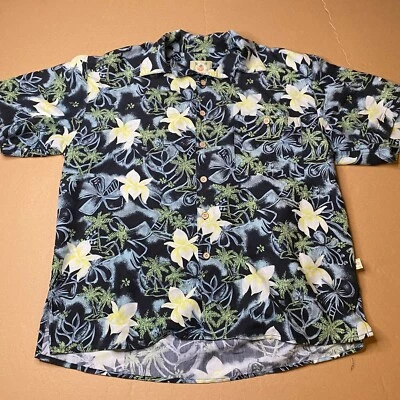 Joe Marlin Shirt Mens Med Palm Tree Hawaiian Button Up Short Sleeve Rayon Blend - Image 1 of 4