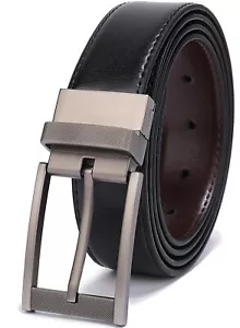 Belts for Men Reversible Leather 1.25" Waist Strap Fashion Dress Buckle Belto... - Picture 1 of 8
