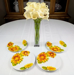 Set of 4 Royal Norfolk Sunflower Salad Side Small Plates 8" Beautiful Summer - Picture 1 of 11