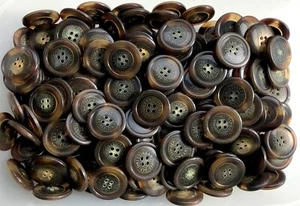 Buttons 25mm 23mm Golden Brown Antique Gold One Shilling Metal 4 Hole W668 W669 - Picture 1 of 24