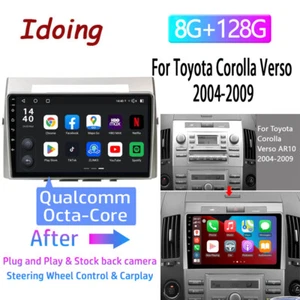 Radio estéreo GPS para automóvil Android12 9" WIFI CarPlay para Toyota Corolla Verso 2004-2009 - Imagen 1 de 18