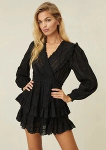 LoveShackFancy Milena Long Sleeve Mini Dress In Black - size M - NWT - Picture 1 of 7