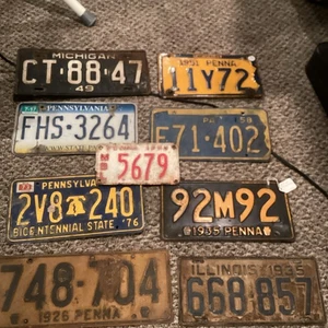 Set Of 9 Antique License Plates - Picture 1 of 5
