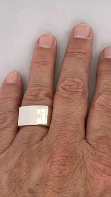 Anillo de sello de plata esterlina pesado para hombre alto pulido premium joyería masculina Foto 1 de 4