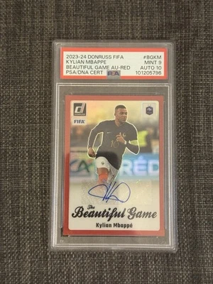 Panini Donruss Fifa 2023-24 Kylian Mbappe the Beautiful Game Red Auto /49 Psa9 - Image 1 of 2