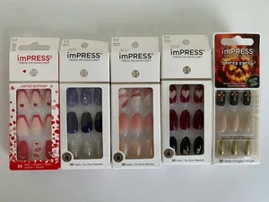 KISS imPRESS Press-On Manicure Nails Medium 30 Nails Lot Of 5 Packs - Picture 1 of 8