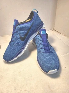 VTG NIKE FLYKNIT LUNAR ONE 1+ BLUE Men's 554887 401 Shoes BRS 1000 U.S. Size 12 - Picture 1 of 14