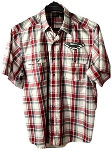 Harley Davidson Mens Button Up Plaid Shirt Red White Blue XL - Bild 1 von 17
