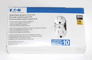 Eaton TR270W-10-LW -White- 10pk Standard 15A Tamper Resistant Duplex Receptacles - Picture 1 of 2