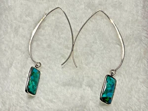 Silpada Oasis compressed turquoise drop earrings in sterling Silver 925 - Picture 1 of 5