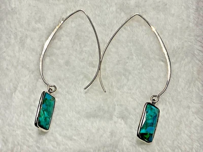 Silpada Oasis compressed turquoise drop earrings in sterling Silver 925 - Image 1 of 4