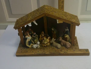 Vintage Krippe Set klein Holz Weihnachten Jesus Weihnachtsdeko - Bild 1 von 3