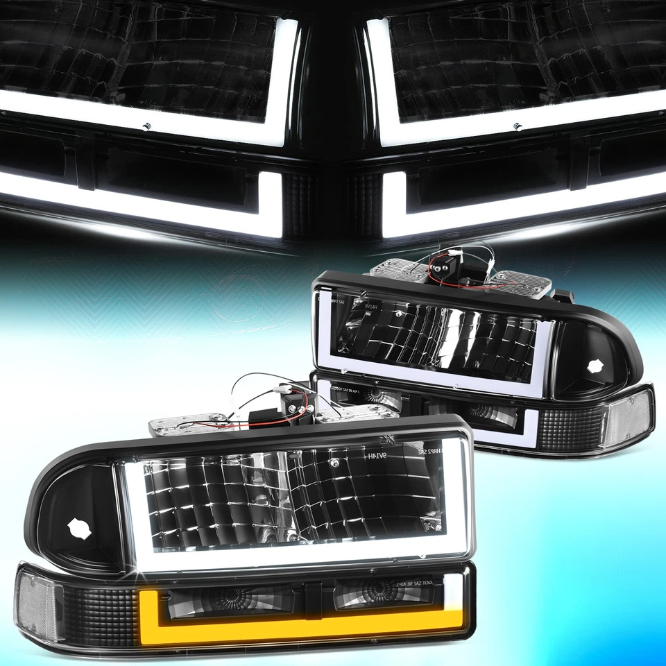 Faros traseros LED DRL en forma de U negros transparentes para Chevy Blazer S10 1998-2004 Foto 1 de 4