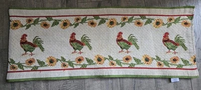 Rooster & Sunflower Tapestry Table Runner 64" x 13" Country Farmhouse Decor - Image 1 of 4