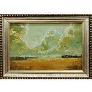 Dipinto olio natura estiva arte originale paesaggio di campagna prato fiori 4 x 6 in - Foto 1 di 6
