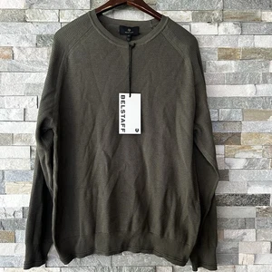 NWT Belstaff Guide Crewneck Jumper Surplus Green Cotton Sweatshirt Size Medium - Bild 1 von 9